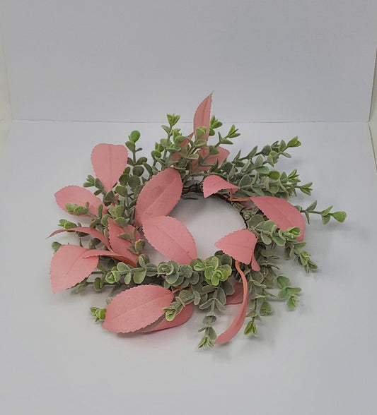 Pink Eucalyptus Candle Wreath