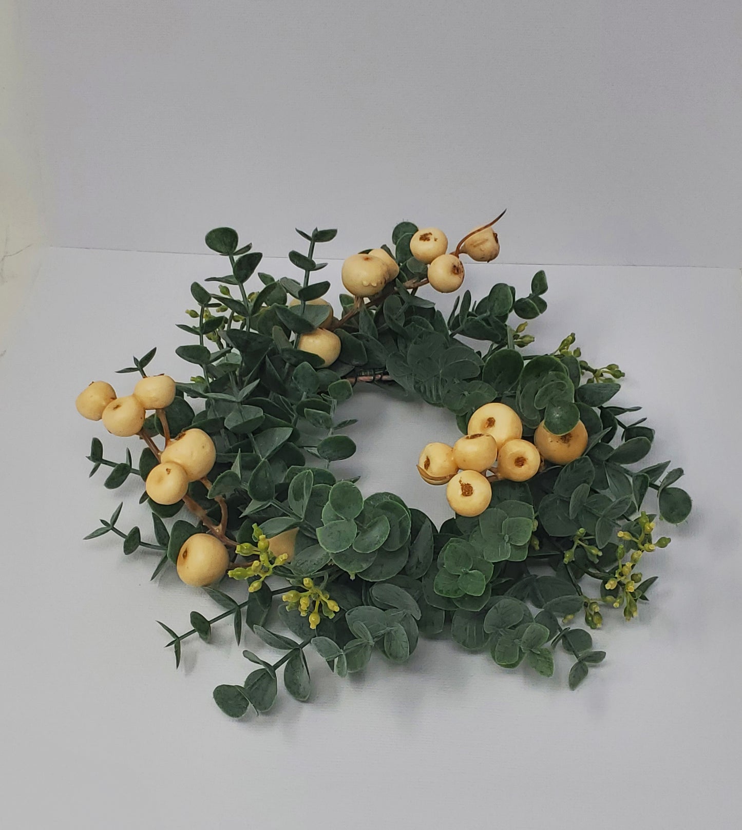 Blue Eucalyptus and Berry Candle Wreath