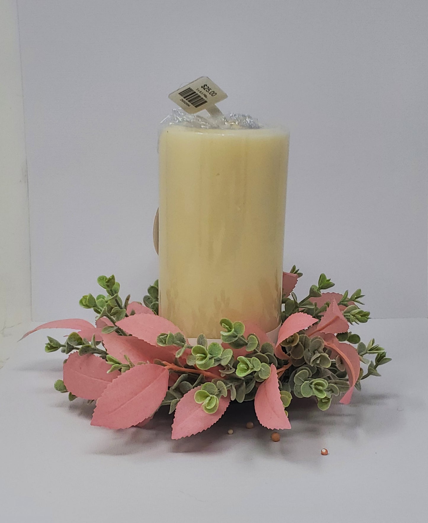 Pink Eucalyptus Candle Wreath