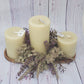 Wheat and Eucalyptus 3 Candle Tray