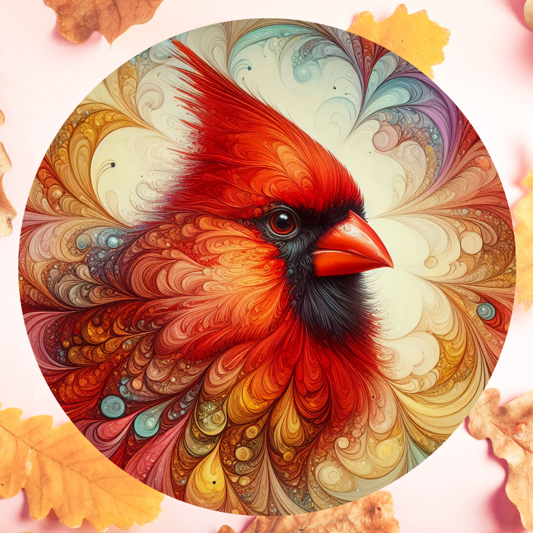 Abstract Cardinal Round Hanging Door Sign