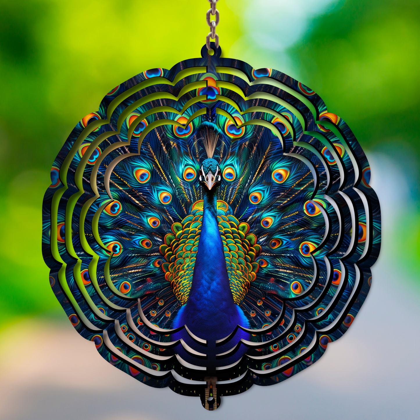 Blue Peacock Wind Spinner