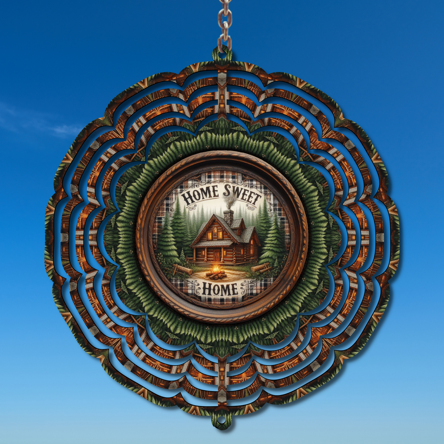 Log Cabin Wind Spinner