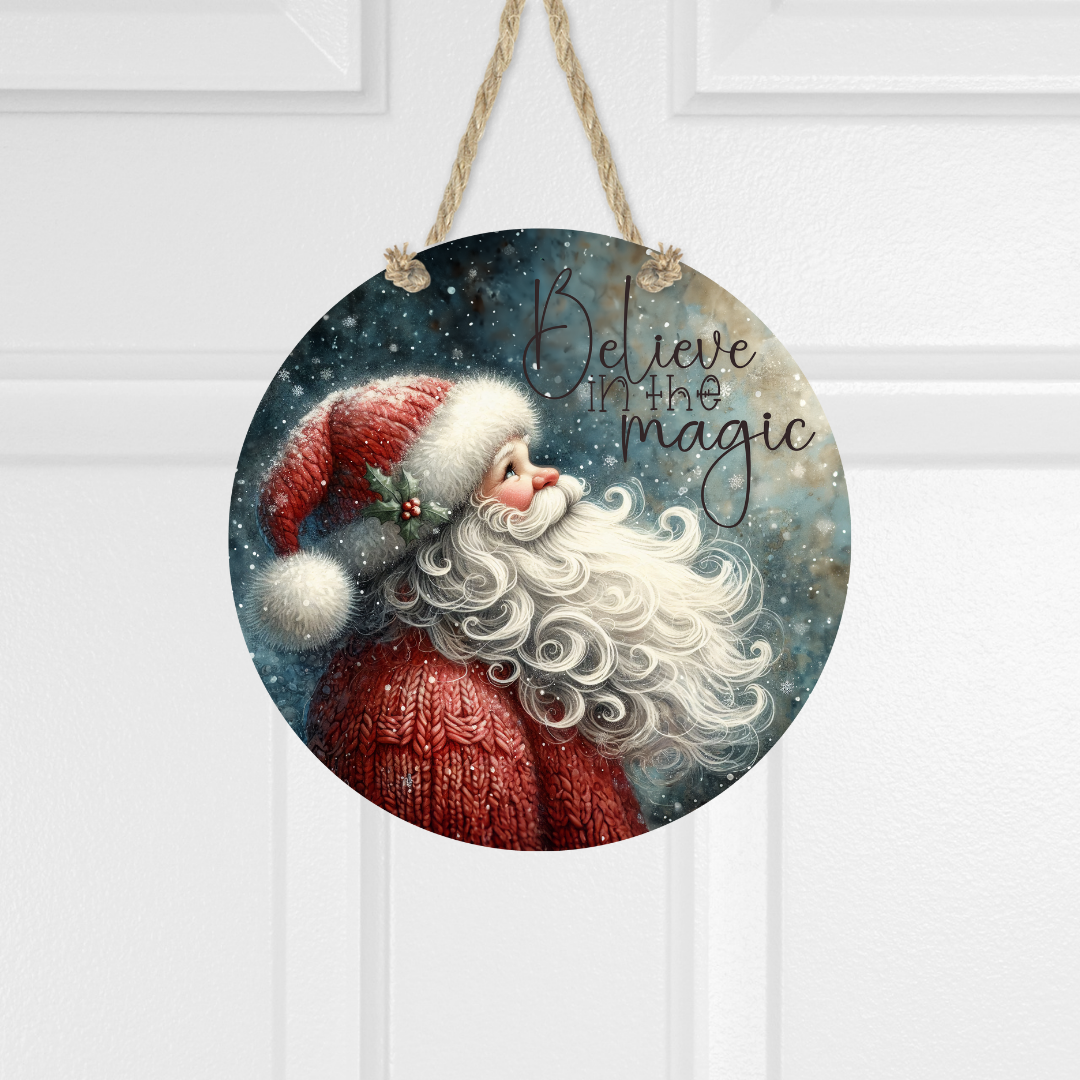 Believe In The Magic Round Hanging Door Sign