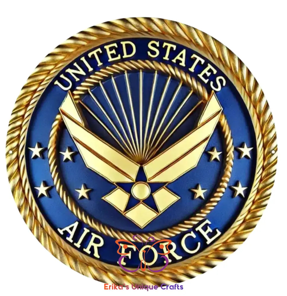 Air Force Round Hanging Door Sign Gold Air Force Door Sign