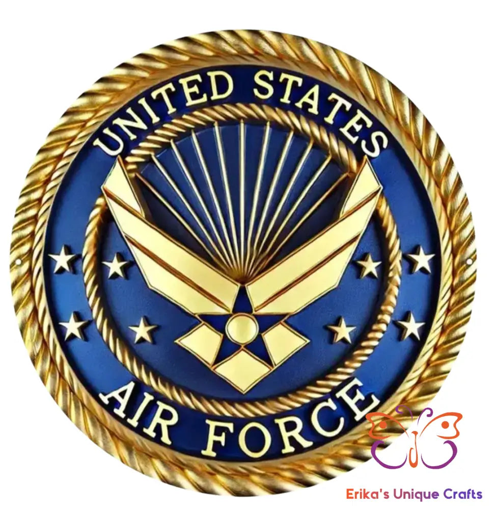 Air Force Round Hanging Door Sign Gold Air Force Door Sign