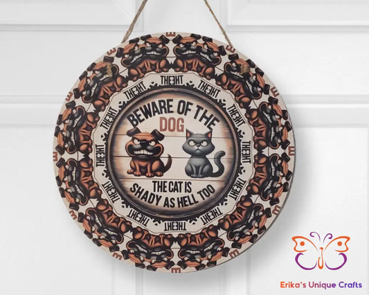 Beware of the Dog Round Hanging Door Sign Door Sign