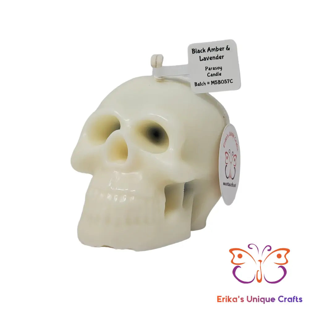 Black Amber & Lavender Bleeding Skull Candle