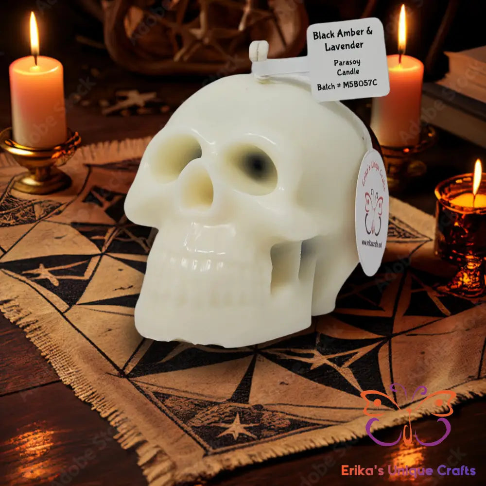 Bleeding Skull Candles Black Amber & Lavender/White & Purple/Parasoy Candles