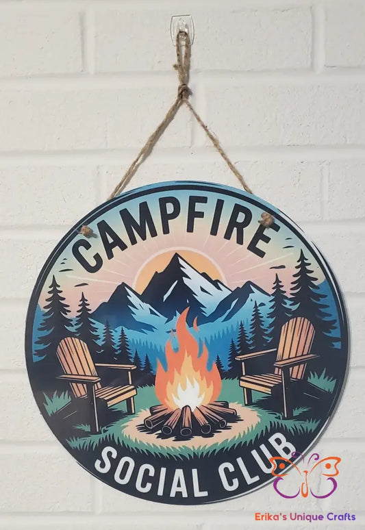 Campfire Social Club Round Hanging Door Sign Door Sign