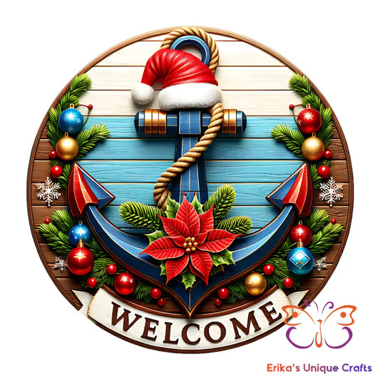 Christmas Anchor Round Hanging Door Sign Door Sign