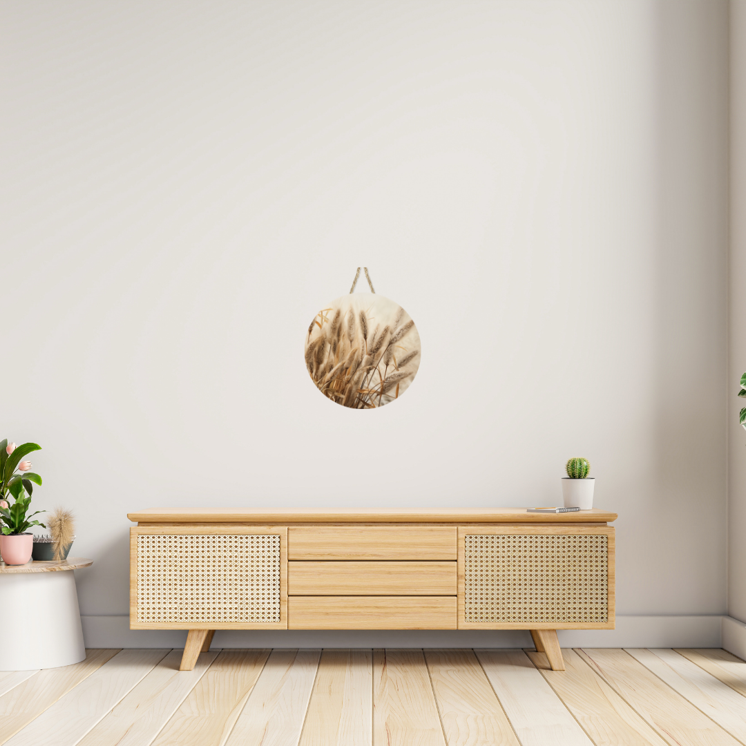 Fall Wheat Grasses Round Hanging Door Sign