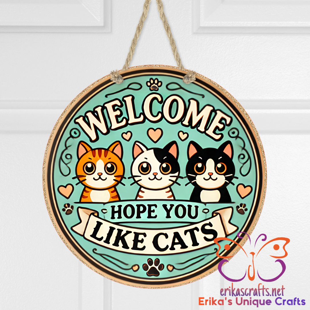 Hope You Like Cats Round Hanging Door Sign - Door Sign