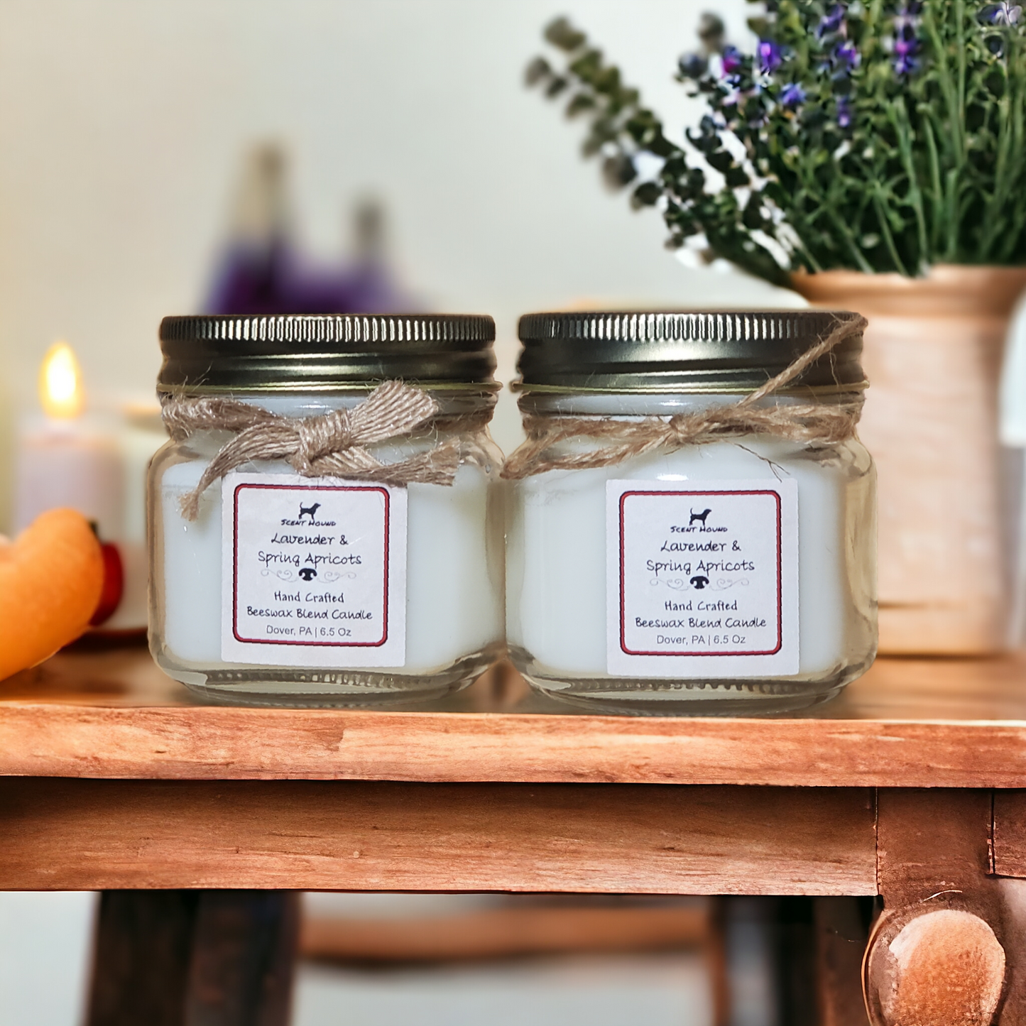 Lavender & Spring Apricots 8 oz jar candle