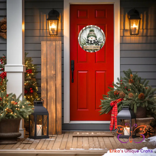 Let it Snow Snowman Round Hanging Door Sign Door Sign