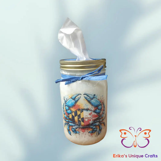 Maryland Blue Crab Mason Jar 32 Oz Tissue Dispenser Mason Jar