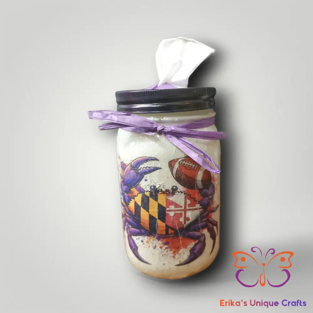 Maryland Crab Football Mason Jar 32 Oz Tissue Dispenser Mason Jar