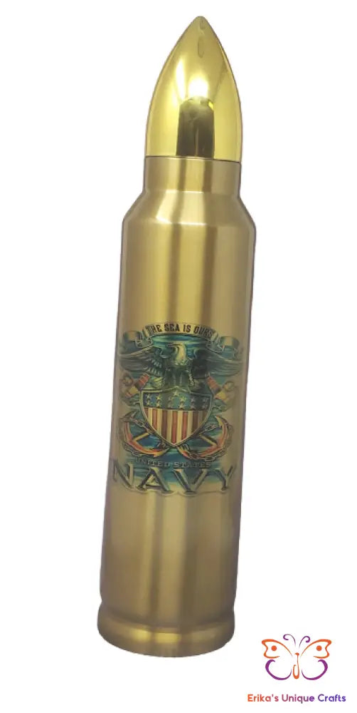 Navy The Seas Is Ours Bullet Thermos - Erikas Crafts