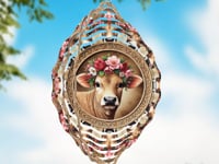 Floral Cow Wind Spinner