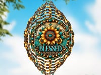 Blessed Sunflower Turquoise Wind Spinner