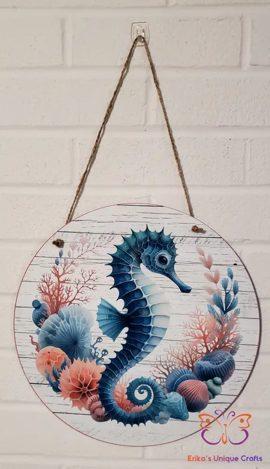 Seahorse Round Hanging Door Sign Door Sign