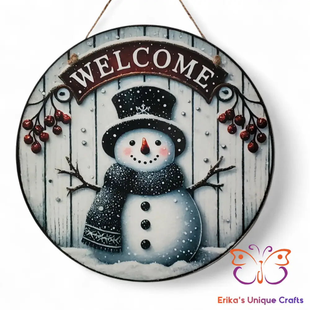 Snowman Round Hanging Door Sign Door Sign