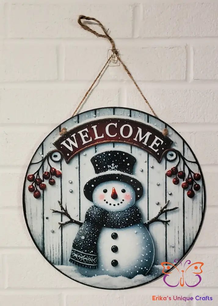 Snowman Round Hanging Door Sign Door Sign