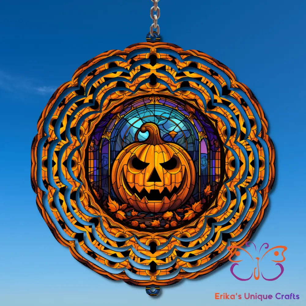 Stained Glass Jack O Lantern Wind Spinner Wind Spinner