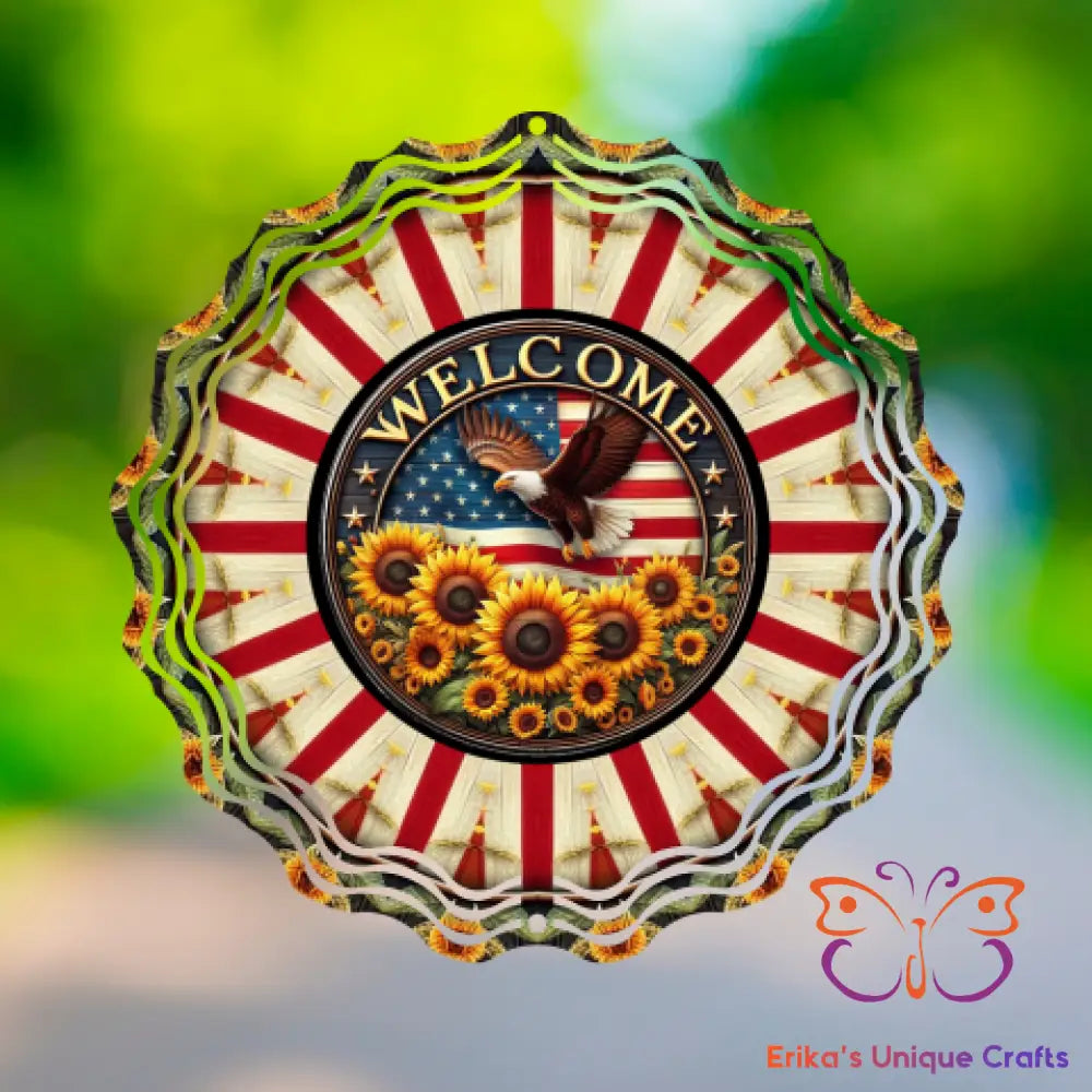USA Welcome Eagle Wind Spinner Wind Spinner