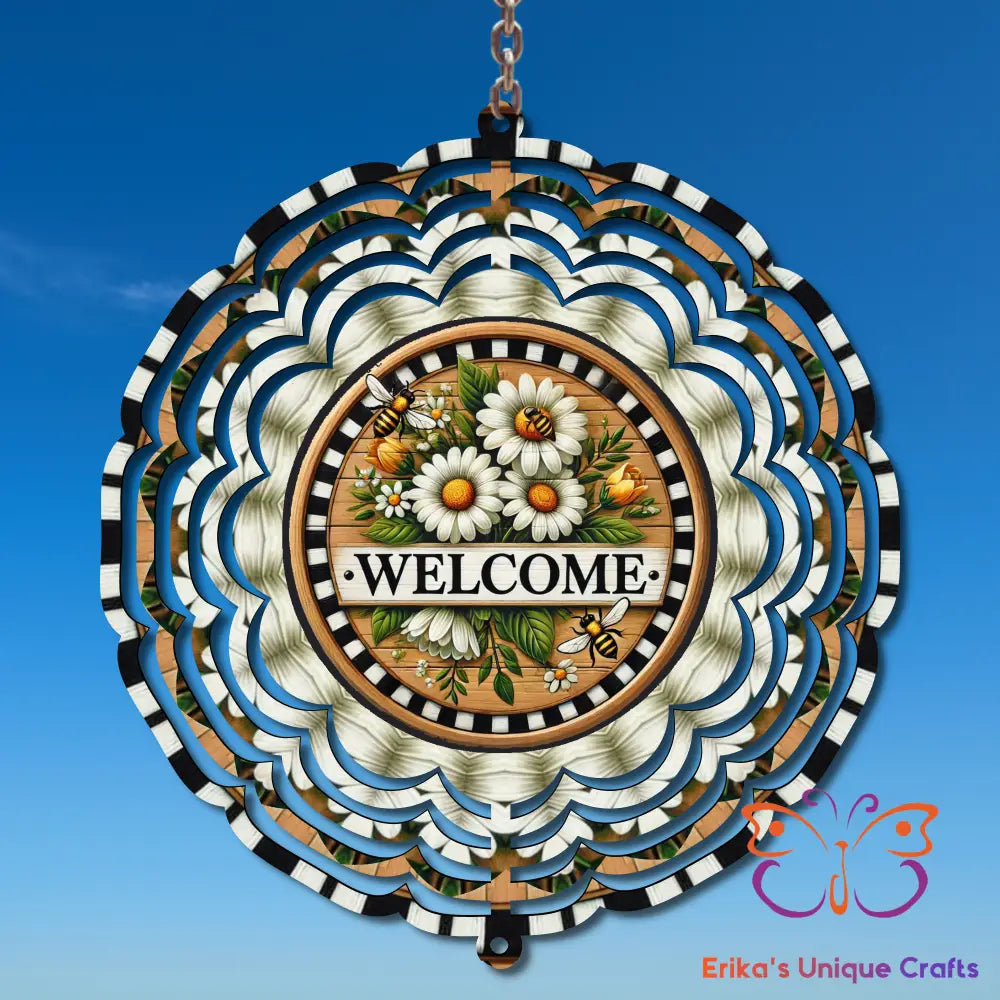 Welcome Daisies Bees Wind Spinner Wind Spinner
