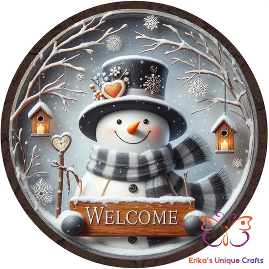 Welcome Snowman Round Hanging Door Sign Door Sign