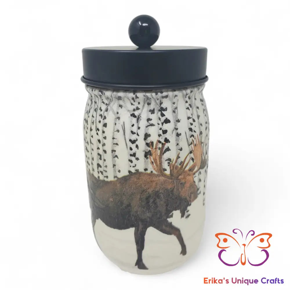 Winter Moose Mason Jar Apothecary Lid Mason Jar