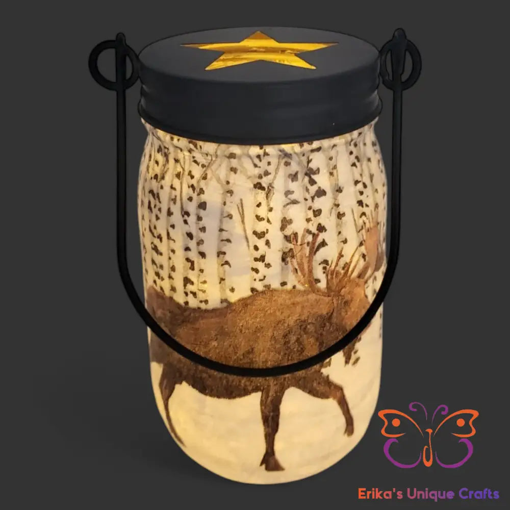 Winter Moose Mason Jar Tealight Hanger Mason Jar