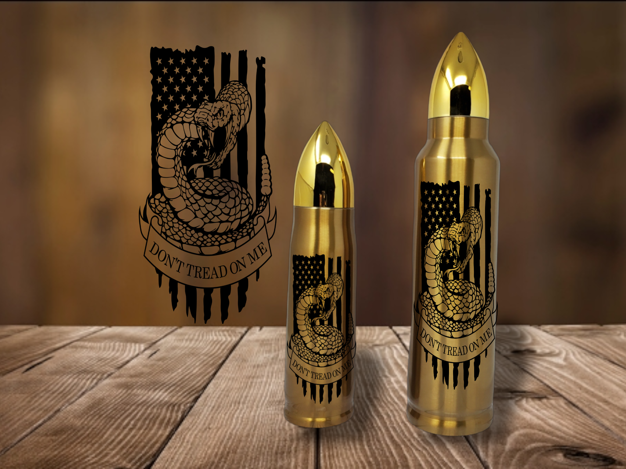 Don't Tread on Me Powder Coated Bullet Thermos