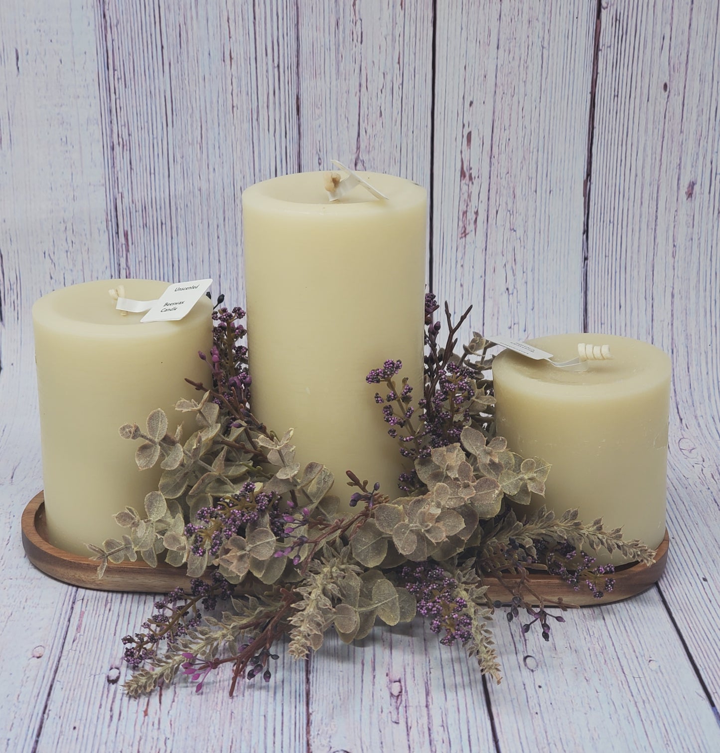 Wheat and Eucalyptus 3 Candle Tray