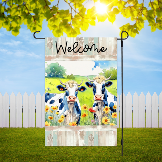 2 Cows In a Field Garden Flag