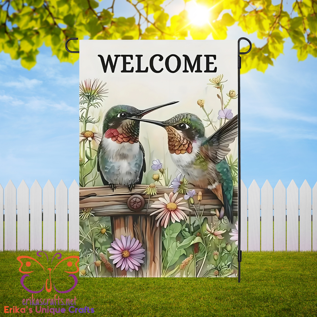 2 Hummingbirds Garden Flag