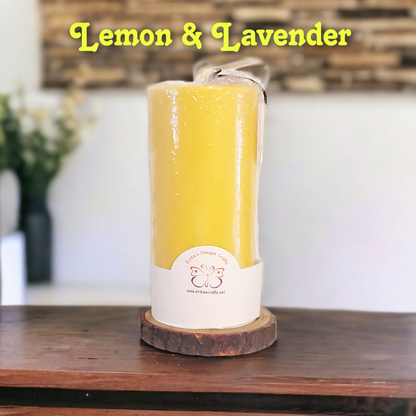3’’ x 6.5’’ Pillar Candles - Lemon & Lavender/Bright