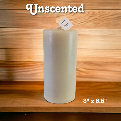 3’’ x 6.5’’ Pillar Candles - Unscented/White/Beeswax