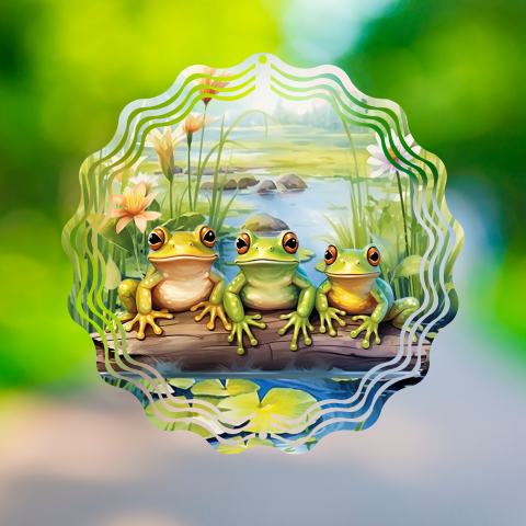 3 Wise Frogs Wind Spinner