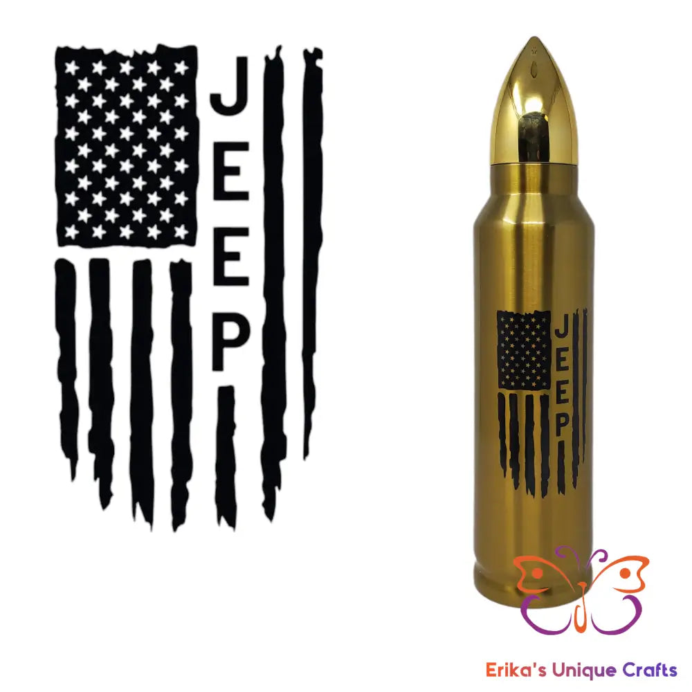 Jeep American Flag Bullet Thermos - Erikas Crafts