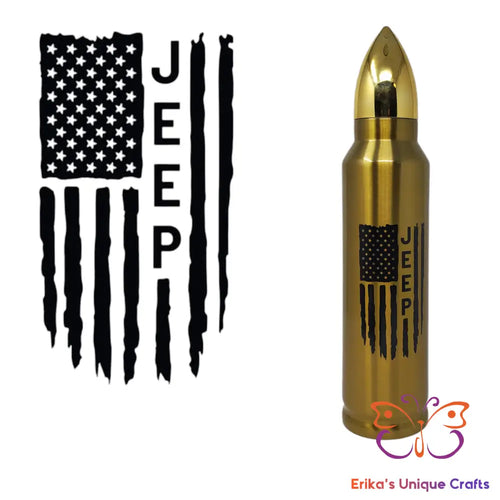 Jeep American Flag Bullet Thermos - Erikas Crafts