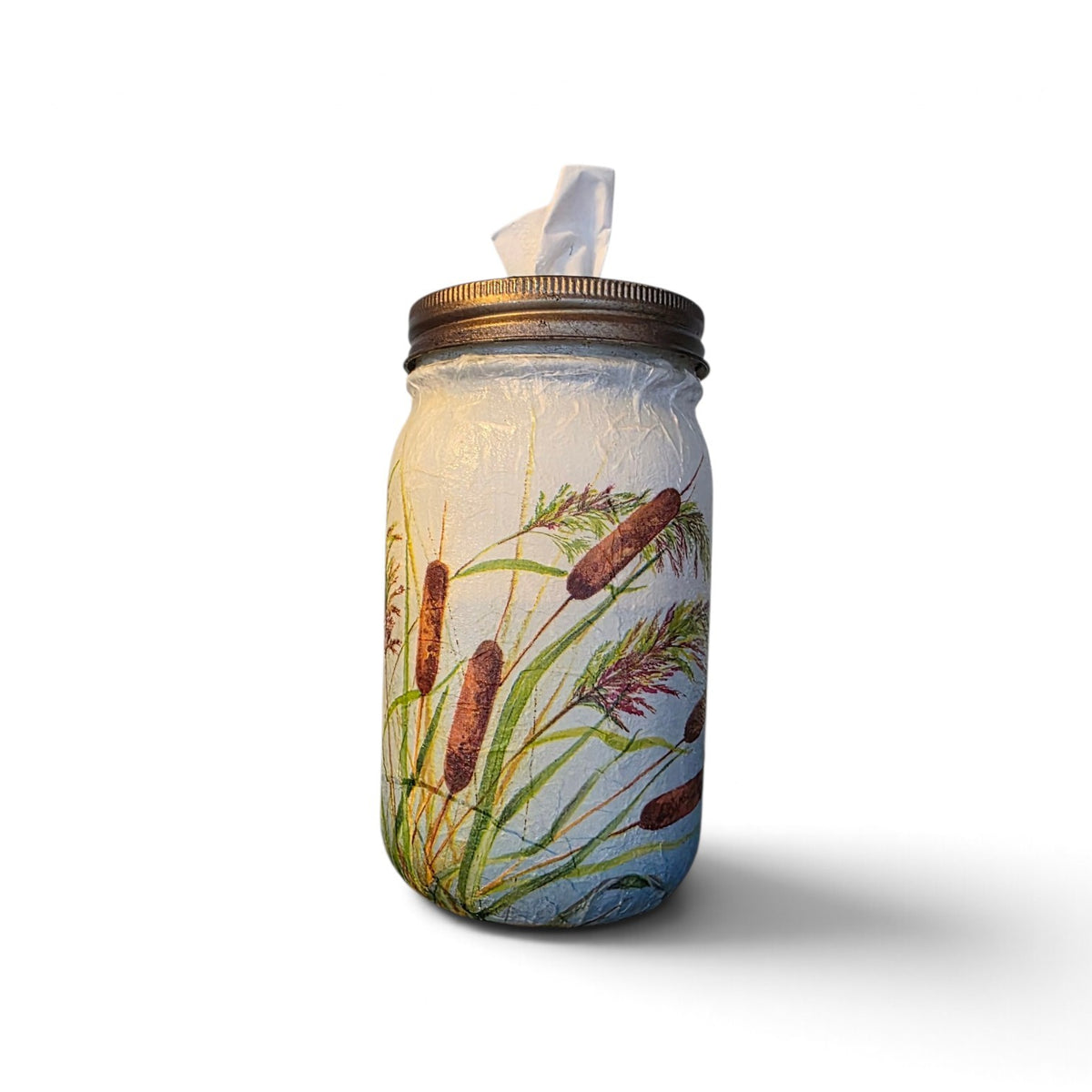Cattails Mason Jar Tissue Dispenser