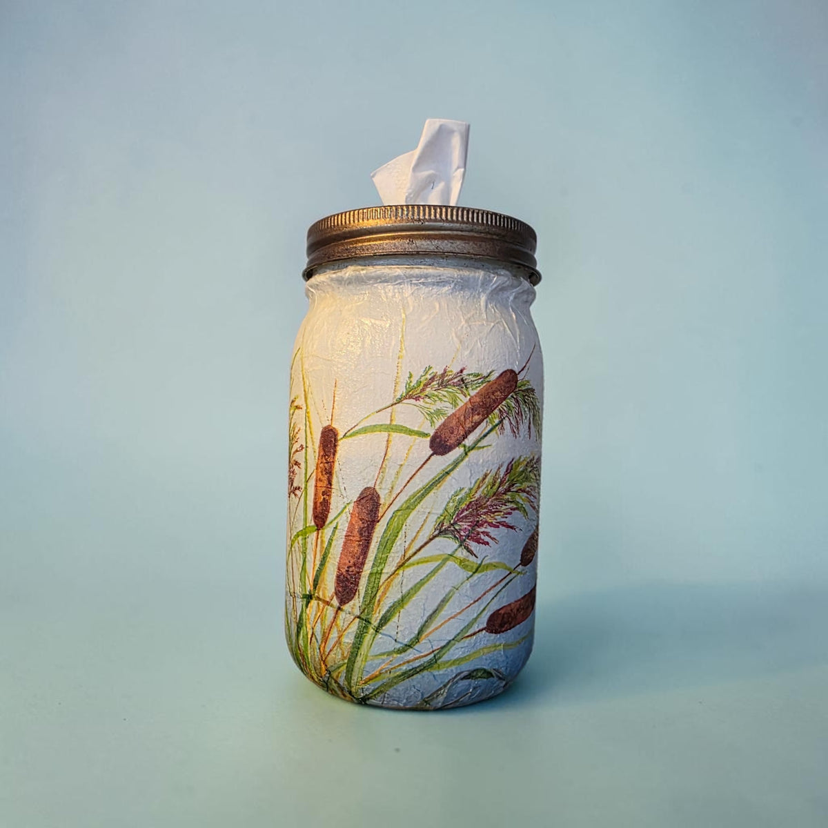 Cattails Mason Jar Tissue Dispenser