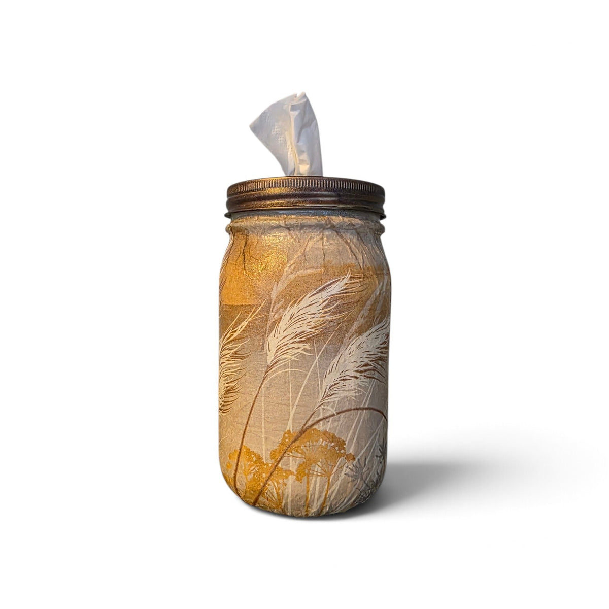 Fall Grasses Mason Jar Tissue Dispenser