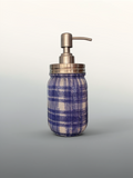 Blue Plaid Mason Jar Soap Dispenser