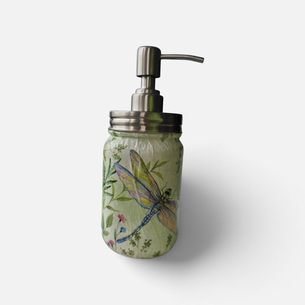 Colorful Dragonfly Mason Jar Soap Dispenser