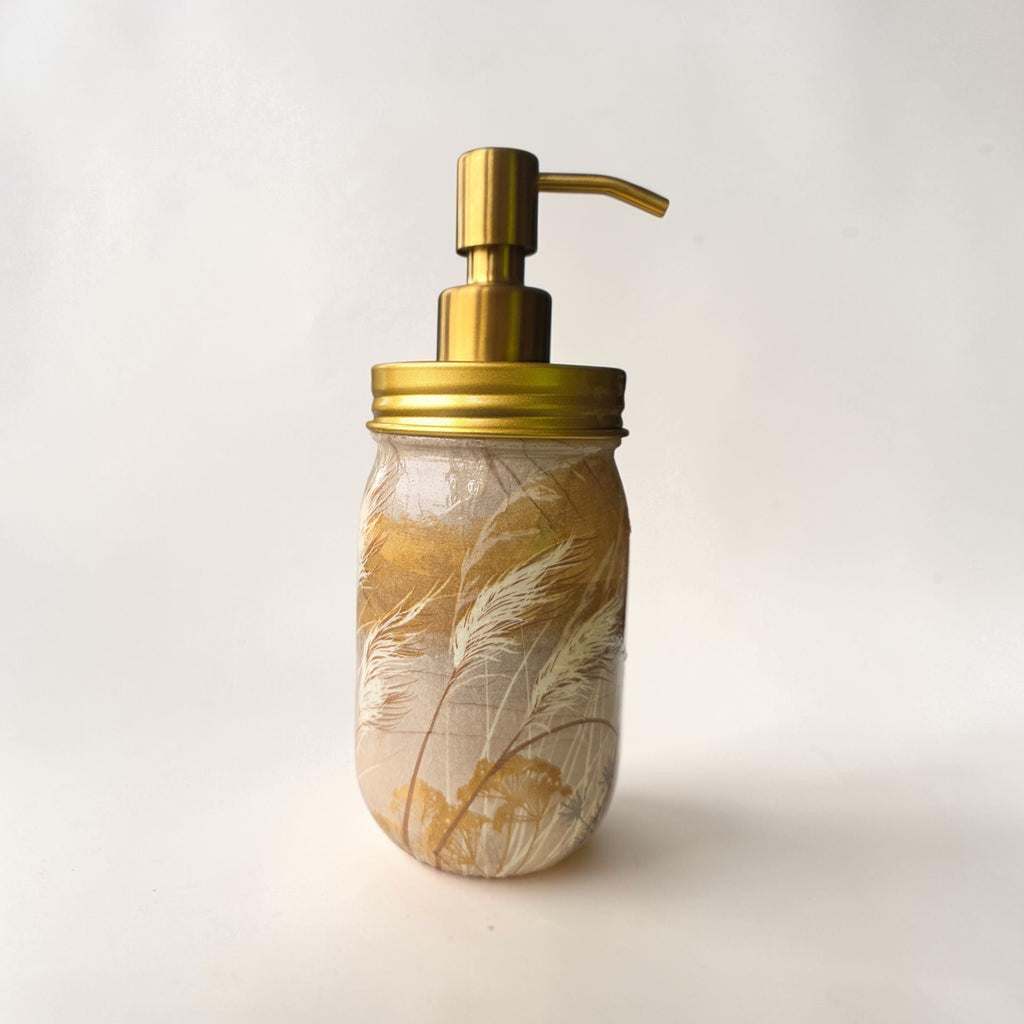 Fall Grasses Mason Jar Soap Dispenser