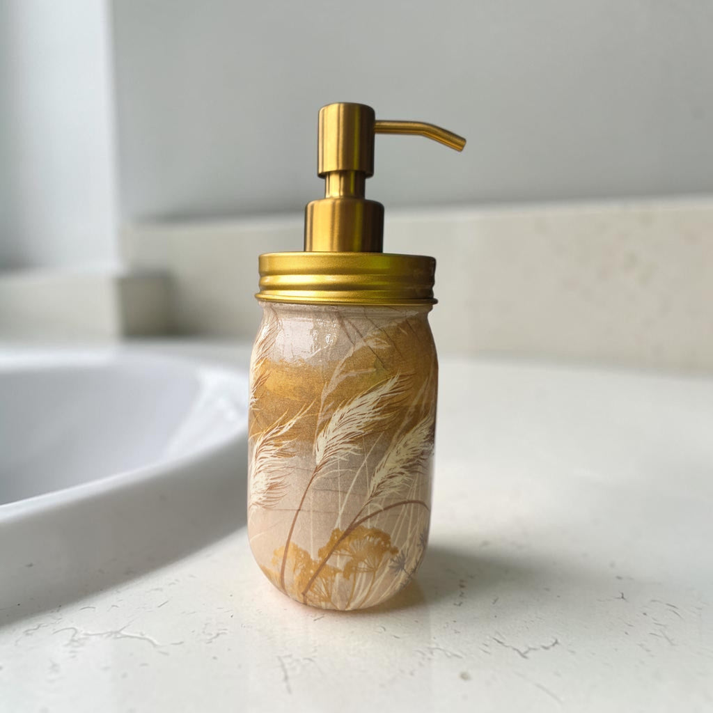 Fall Grasses Mason Jar Soap Dispenser