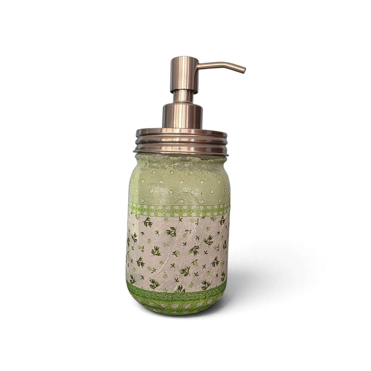 Green Floral Mason Jar Soap Dispenser